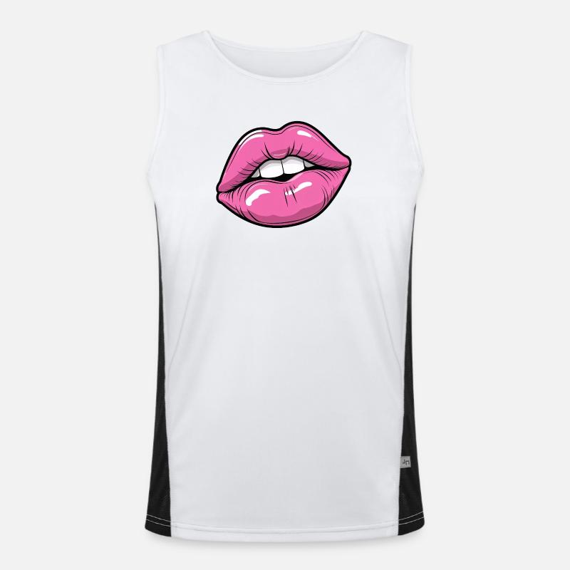 Pop Art Lips in Pink Glow Men's Functional Contrast Tank Top 