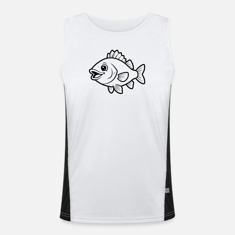 Cute Perch Fish Comic Coloring Page Men's Functional Contrast Tank Top 