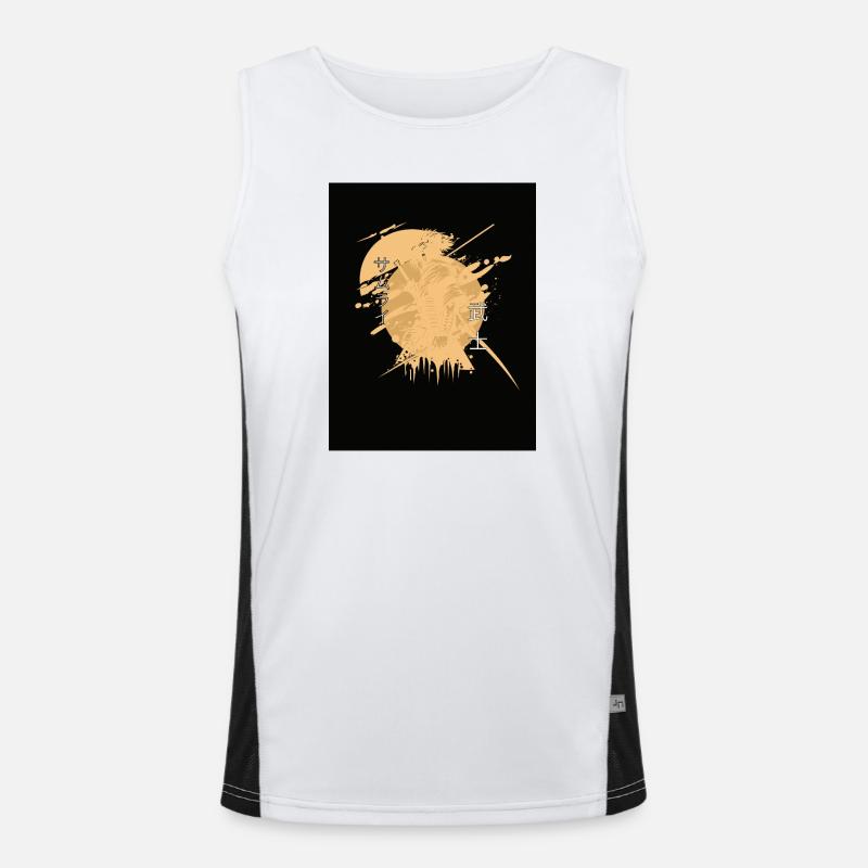 Samurai-Pferdespritzer Schwarz Funktionelles Kontrast-Tank Top für Männer 