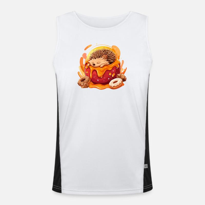 Kuscheliger Igel im Donut Funktionelles Kontrast-Tank Top für Männer 