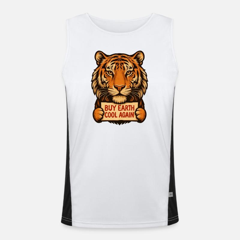 Tiger sagt: Make Eath Cool Again Funktionelles Kontrast-Tank Top für Männer 