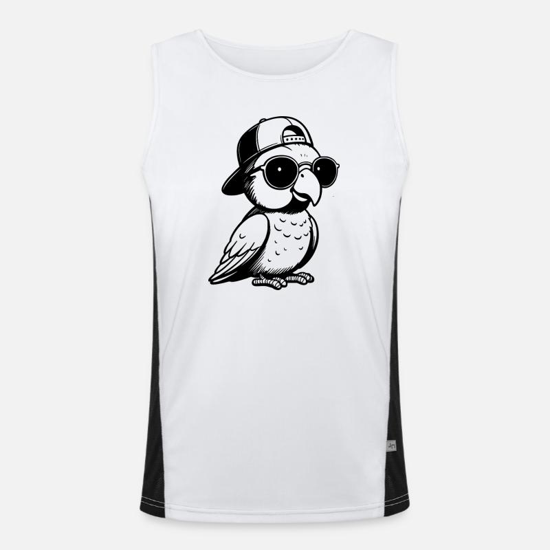 Perroquet avec lunettes de soleil et casquette de baseball Débardeur respirant contrasté Homme 