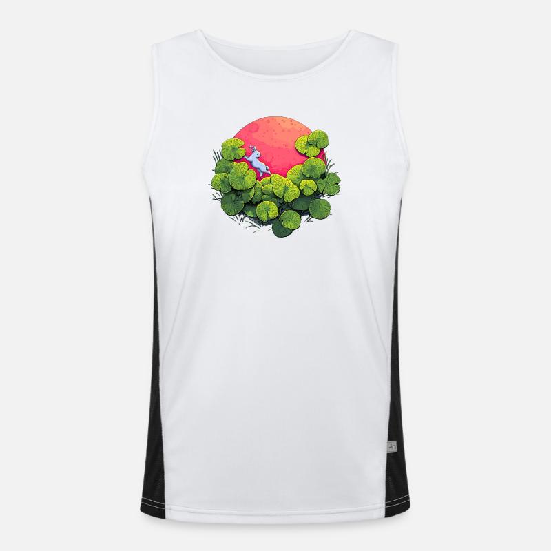 Moonlight Bunny in Leaf Forest - Men's Functional Contrast Tank Top - white/black