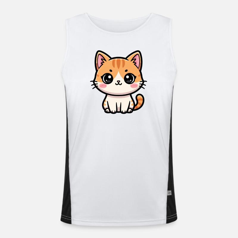 Chibi Tabby Kitten Tee Art Men's Functional Contrast Tank Top 