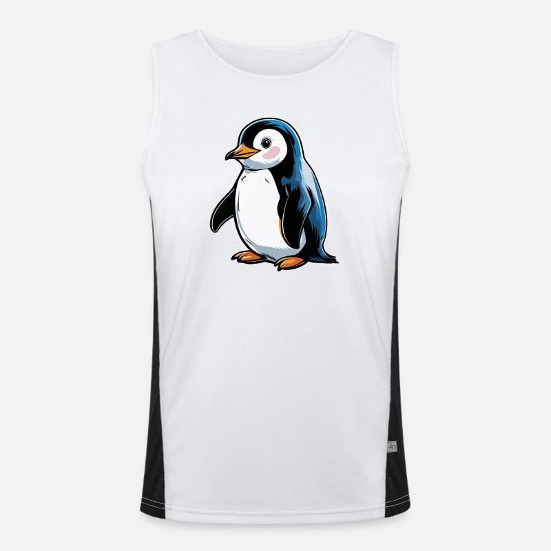 Comic Penguin Blue Tone Men's Functional Contrast Tank Top 