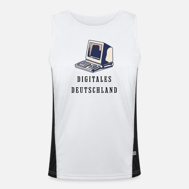 80s Style Retro Computer Digital Germany - Men's Functional Contrast Tank Top  - white/black