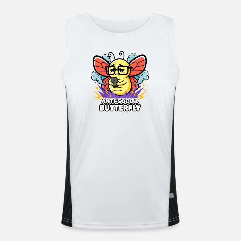 Design papillon antisocial pour introvertis Débardeur respirant contrasté Homme 