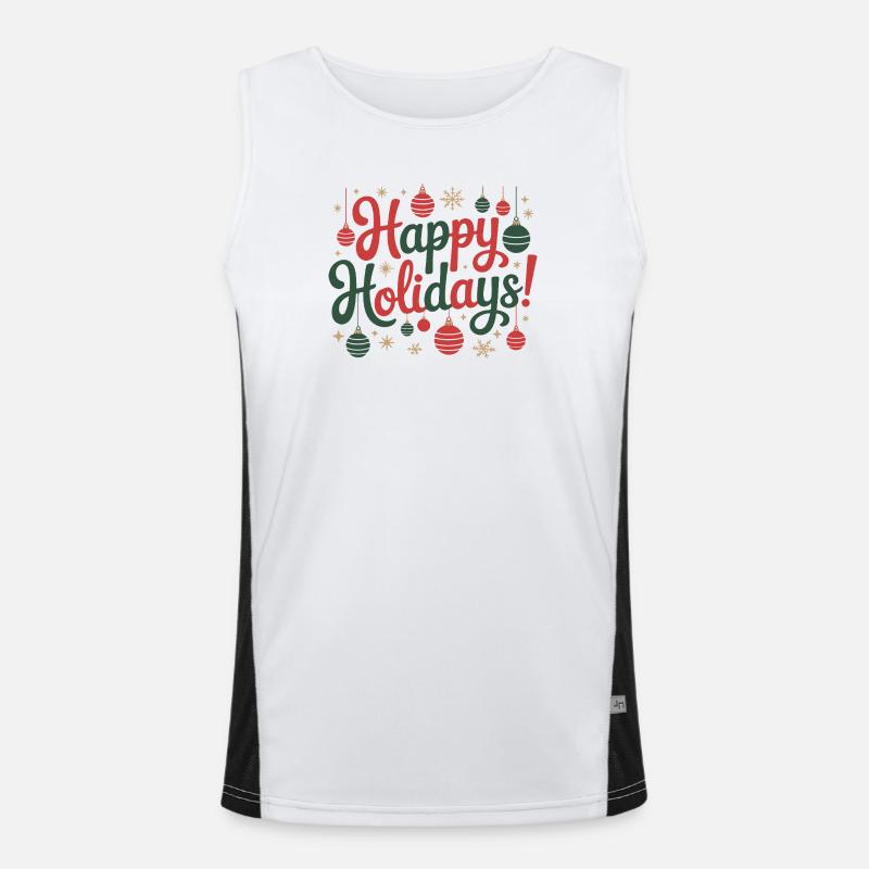Happy Holidays Ornaments Script Men's Functional Contrast Tank Top 