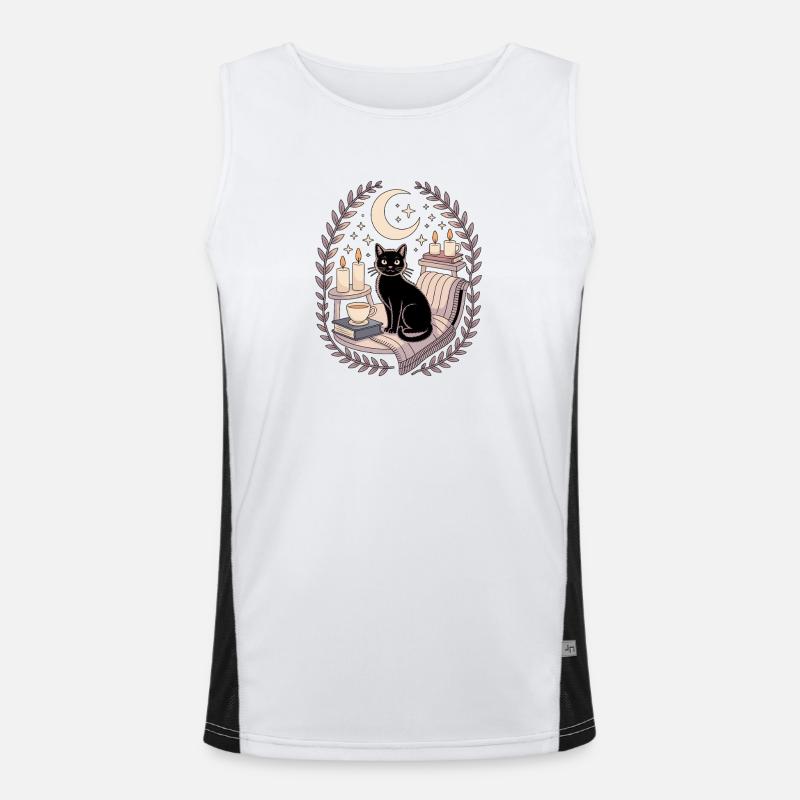 Soft Goth Cozy Goth Cat Moon Spell Men's Functional Contrast Tank Top 