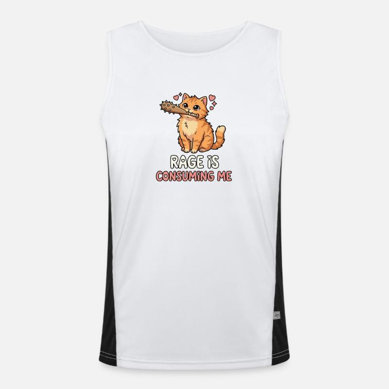 Wut verzehrt mich, süßes Katzen-Meme Funktionelles Kontrast-Tank Top für Männer 