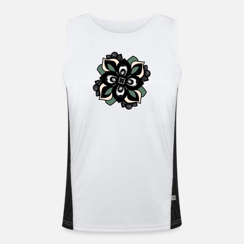 Mandala Fleur Pêche Verte Débardeur respirant contrasté Homme 