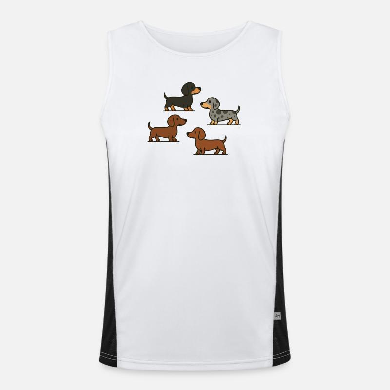 Dachshund Quartet: Spotted & Solid - Men's Functional Contrast Tank Top  - white/black