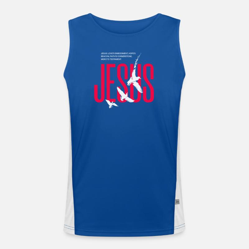 Jesus Doves Typography Men's Functional Contrast Tank Top 