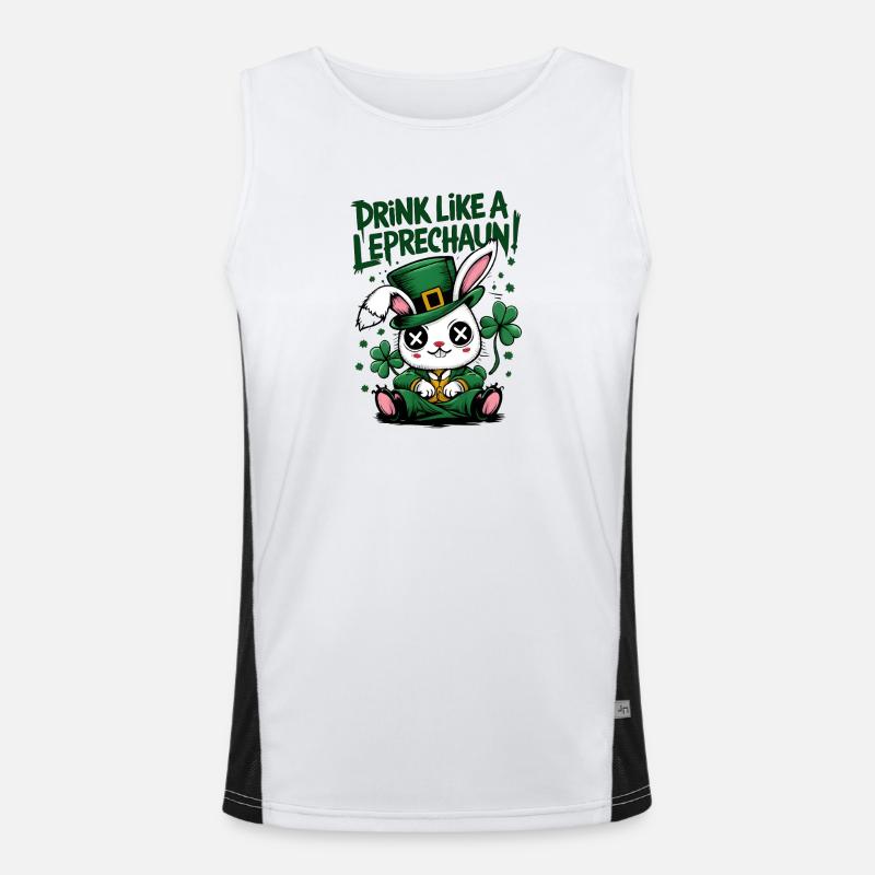 Drinking Bunny Leprechaun St. Patrick's Day - Men's Functional Contrast Tank Top  - white/black