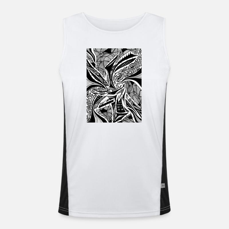 Schwarz-Weiß Abstraktes Design Nr. 3 Funktionelles Kontrast-Tank Top für Männer 