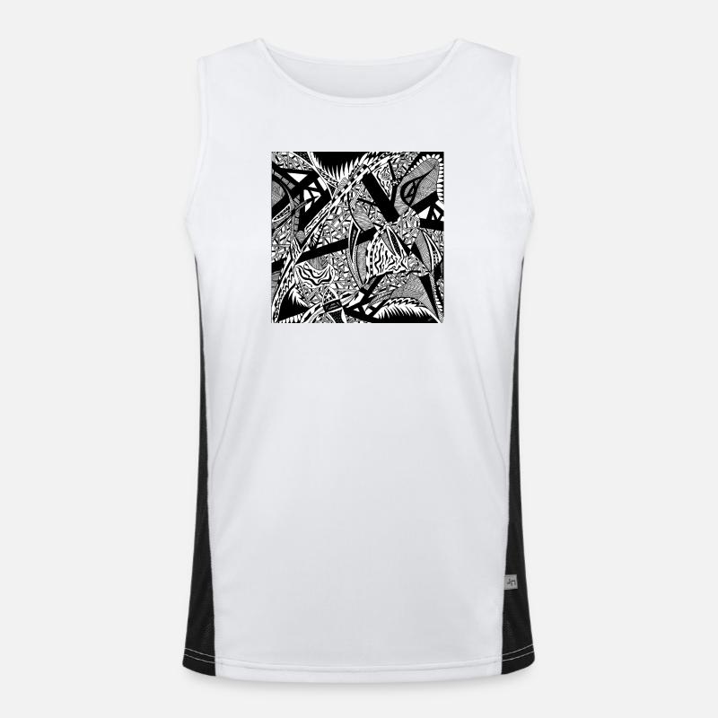 Black and White Abstract Design No. 4 Men's Functional Contrast Tank Top 