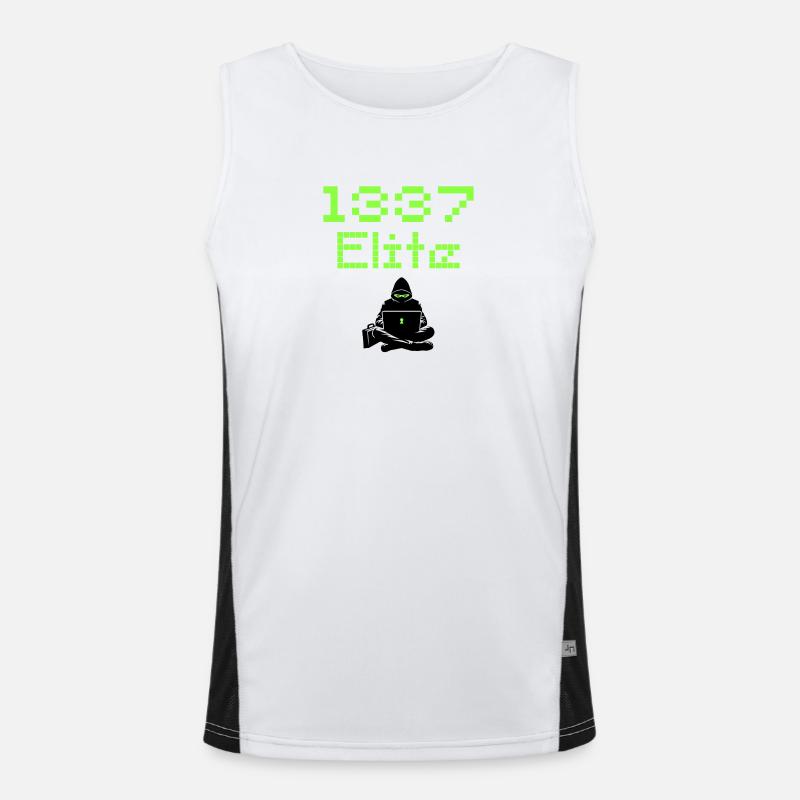 1337 Elite Hacker Squad, Leet Hacker Men's Functional Contrast Tank Top 