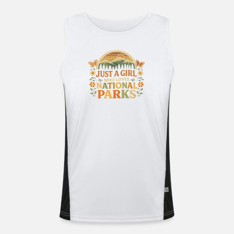 Ein Mädchen liebt Nationalparks Funktionelles Kontrast-Tank Top für Männer 
