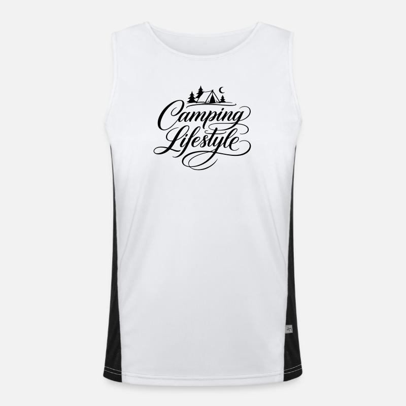 Camping Leben Spruch Zelt Funktionelles Kontrast-Tank Top für Männer 
