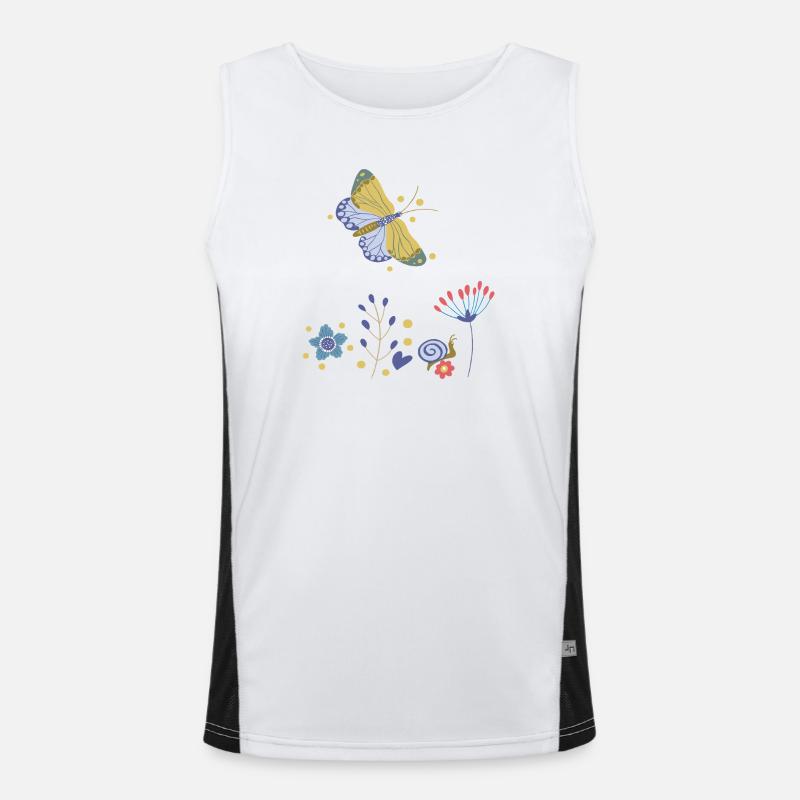 Schmetterling Blumenmosaik Funktionelles Kontrast-Tank Top für Männer 