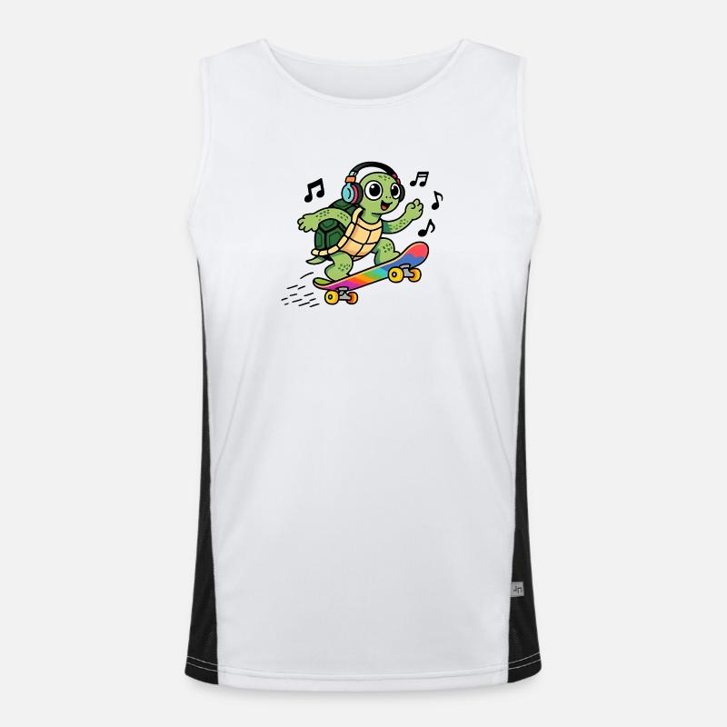 Turtle fun on Rainbow Skate - Men's Functional Contrast Tank Top - white/black