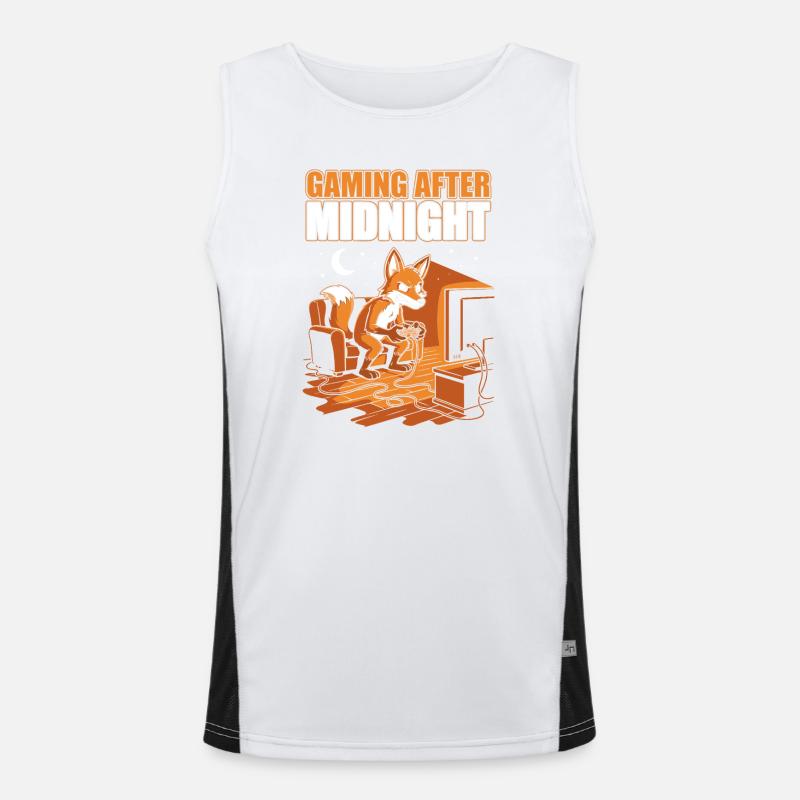 Gaming nach Mitternacht: Fuchs am Controller Funktionelles Kontrast-Tank Top für Männer 