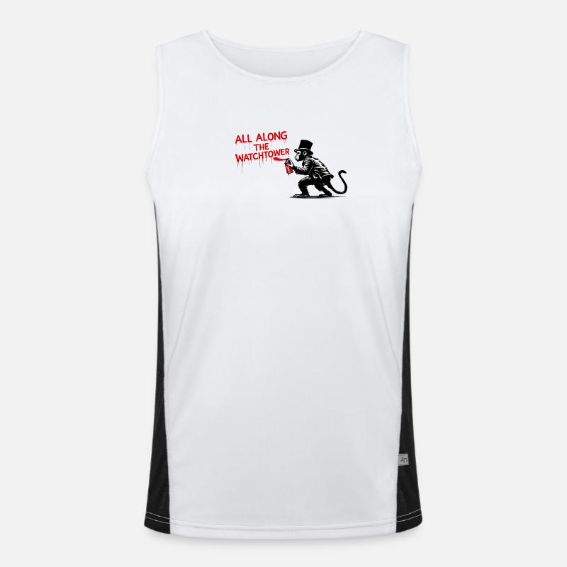 Spray monkey in graffiti style - Men's Functional Contrast Tank Top  - white/black