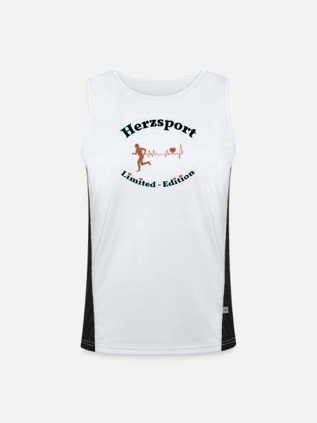 Herzsport - Funktionelles Kontrast-Tank Top für Männer  - Weiß/Schwarz