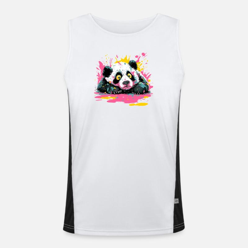 Panda Splash Pop-Art Farbspritzer Funktionelles Kontrast-Tank Top für Männer 