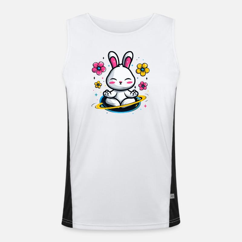 Lapin Lune dans le Cercle de Fleurs Débardeur respirant contrasté Homme 