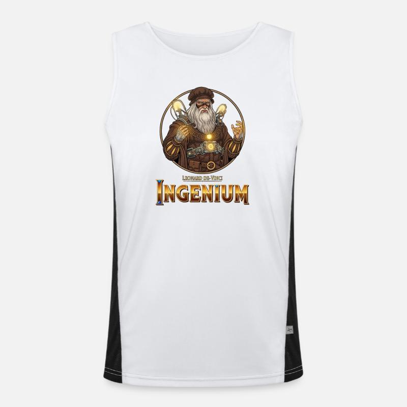 Ingenium Leonardo: Steampunk-Zauberer Funktionelles Kontrast-Tank Top für Männer 