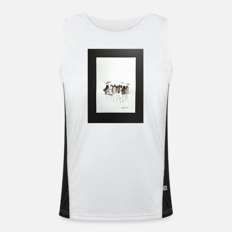 Mode, Menschen abstrakt. Aquarell  mit Tusche Funktionelles Kontrast-Tank Top für Männer 