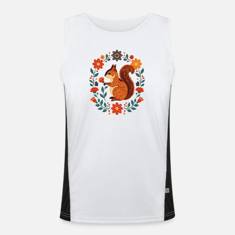 Blumenkranz-Eichhörnchen Funktionelles Kontrast-Tank Top für Männer 