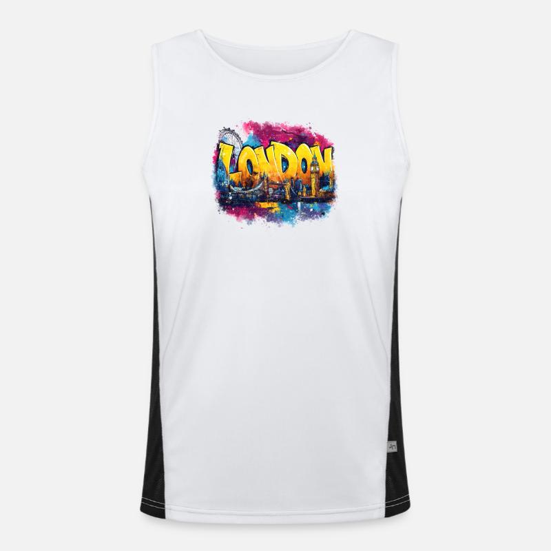 LONDON Graffiti Skyline Splash Funktionelles Kontrast-Tank Top für Männer 