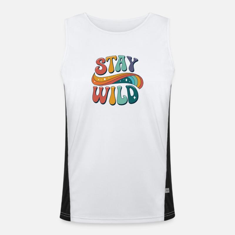 Stay Wild Regenbogenpalette Funktionelles Kontrast-Tank Top für Männer 