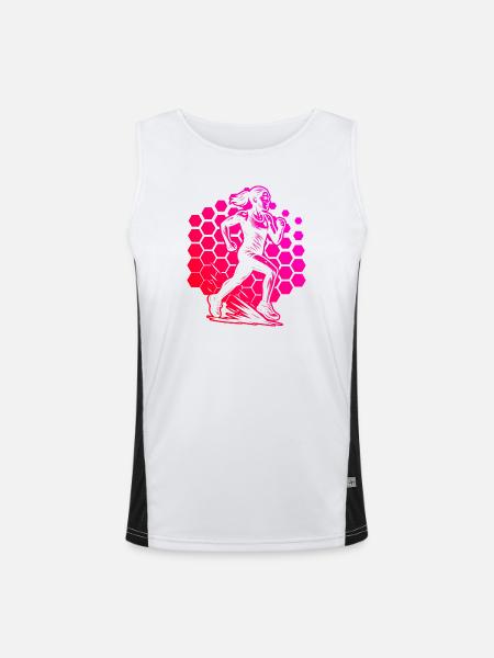 Modernes Running Artwork - Funktionelles Kontrast-Tank Top für Männer - Weiß/Schwarz