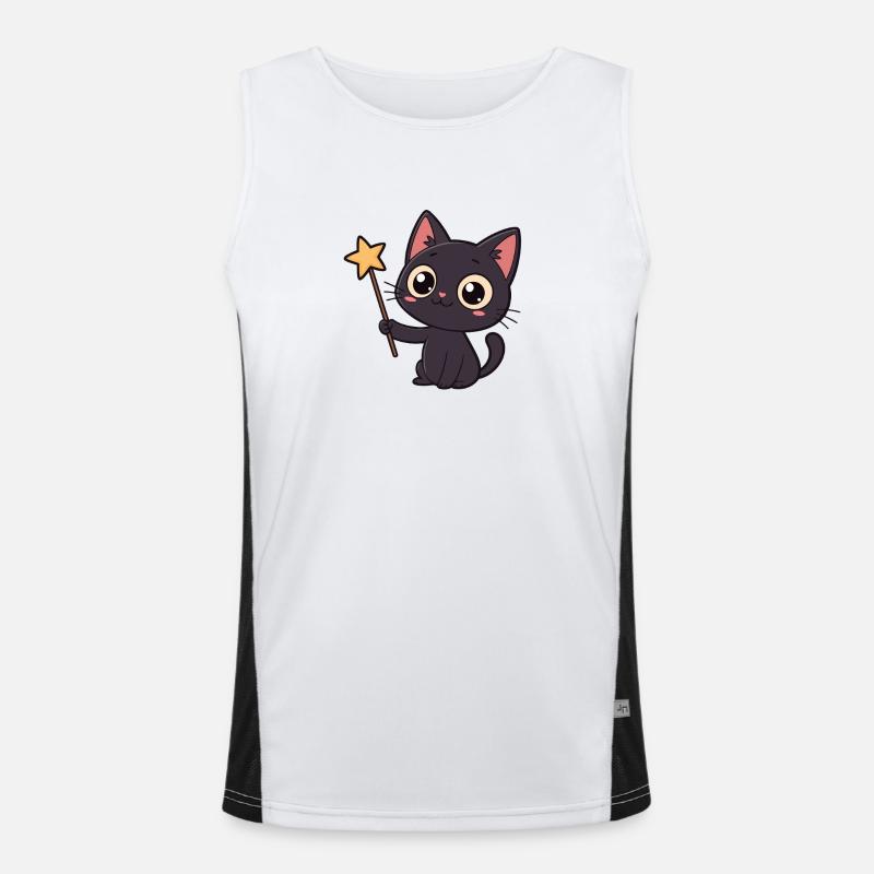 Magic Cat and Star Wand Men's Functional Contrast Tank Top 