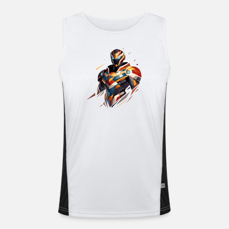 Futuristischer Sci-Fi Held in geometrischem Stil Funktionelles Kontrast-Tank Top für Männer 