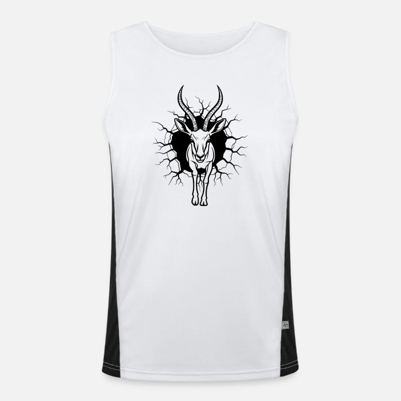 Illustration noir-blanc de la percée murale antilope Débardeur respirant contrasté Homme 