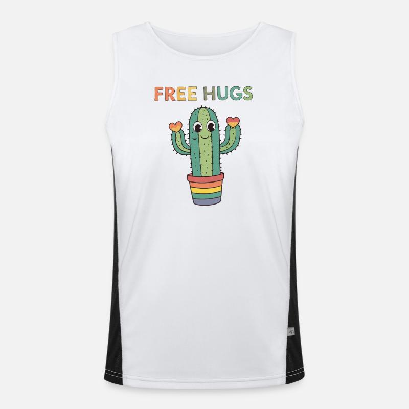 Cactus Rainbow Cuddles Men's Functional Contrast Tank Top 