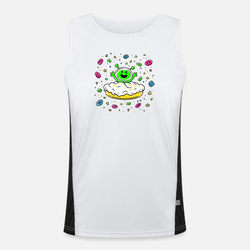 Space aliens on donut Men's Functional Contrast Tank Top 