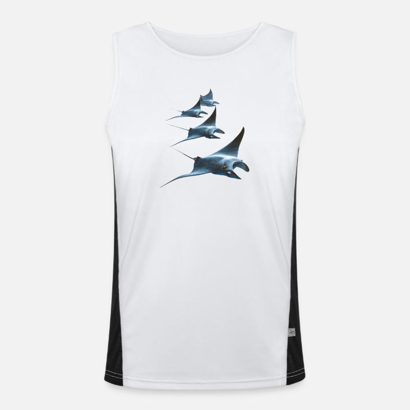 Manta Ray, Devil Ray, Stingray, Diver - Men's Functional Contrast Tank Top  - white/black