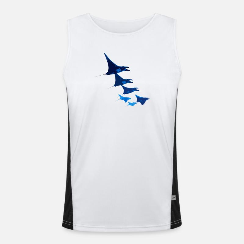 Manta Ray, Devil Ray, Stingray, Diver - Men's Functional Contrast Tank Top - white/black