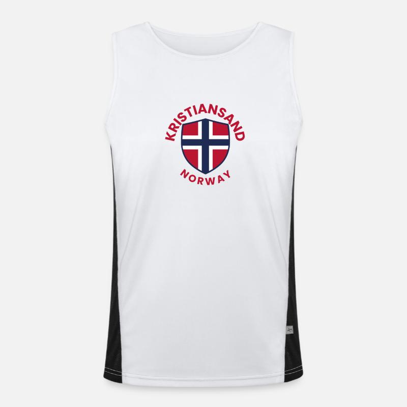 Kristiansand Norway Shield Emblem Men's Functional Contrast Tank Top 