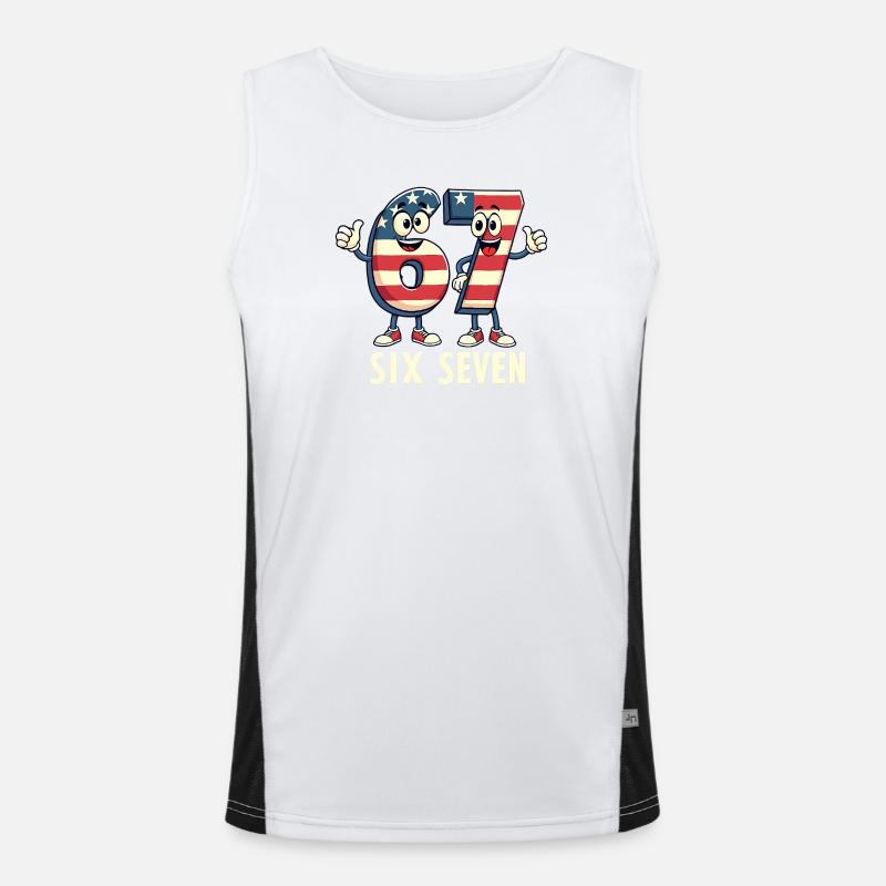 US Flag 67 Memes Six Seven - Men's Functional Contrast Tank Top - white/black