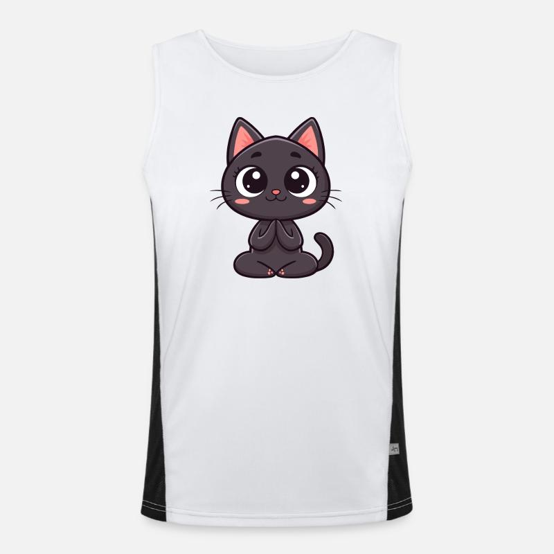 Chat noir mignon en prière Débardeur respirant contrasté Homme 