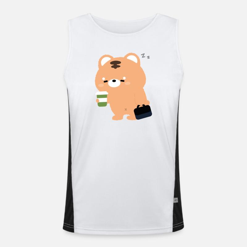 Kawaii Tiger with Coffee Cup Men's Functional Contrast Tank Top 