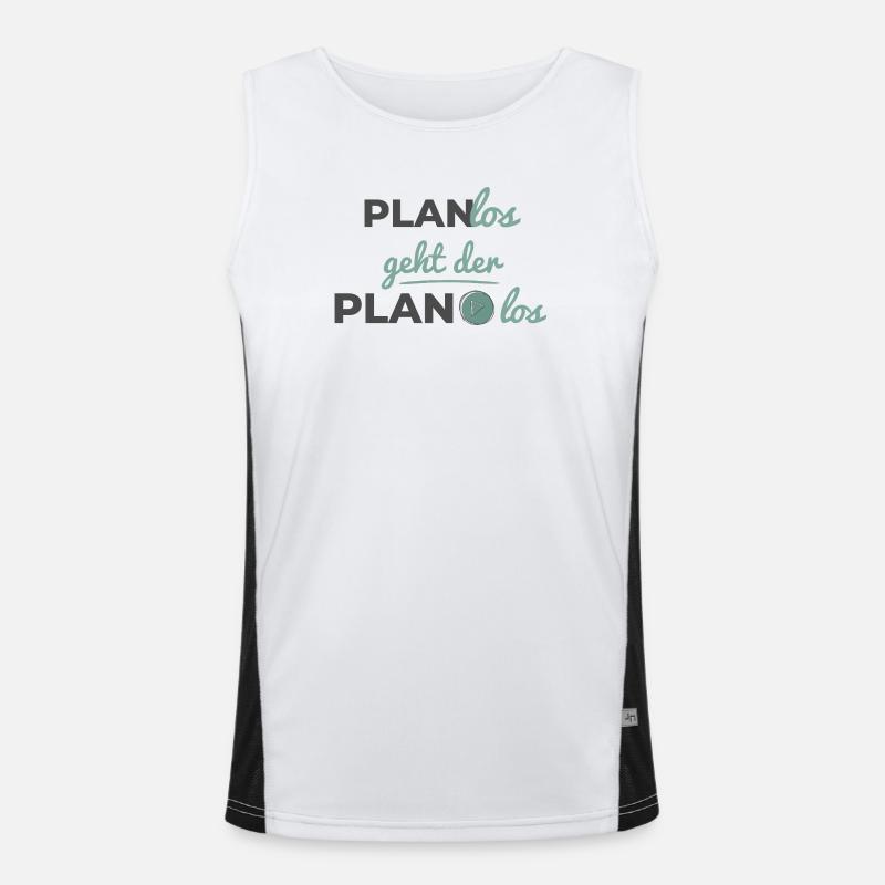 Planlos geht der Plan los – Scandi Soft Typografie Funktionelles Kontrast-Tank Top für Männer 