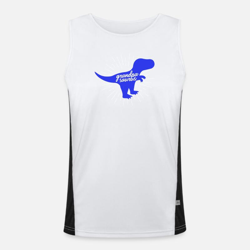 Grandpasaurus T-Rex Silhouette Dinosaur Papa Men's Functional Contrast Tank Top 
