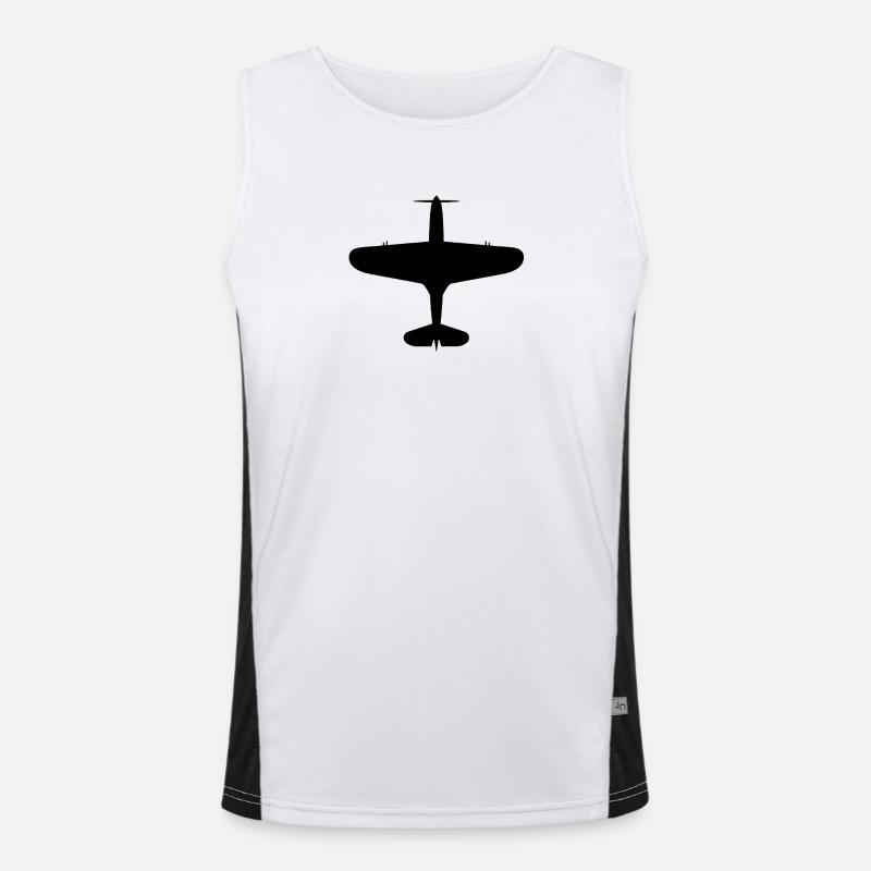 Top-Down Airplane Silhouette Men's Functional Contrast Tank Top 